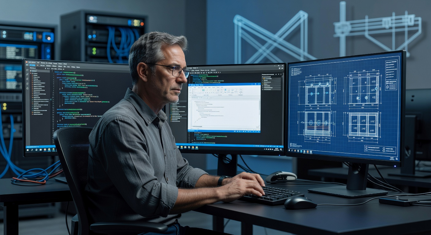 The experienced SDSI team of construction software specialists and support professionals in a modern office overlooking active job sites